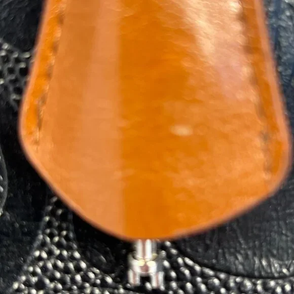 Gigi Hill Women's Black Brown Leather Tote Bag Floral Lining Shoulder Purse - Picture 5 of 9